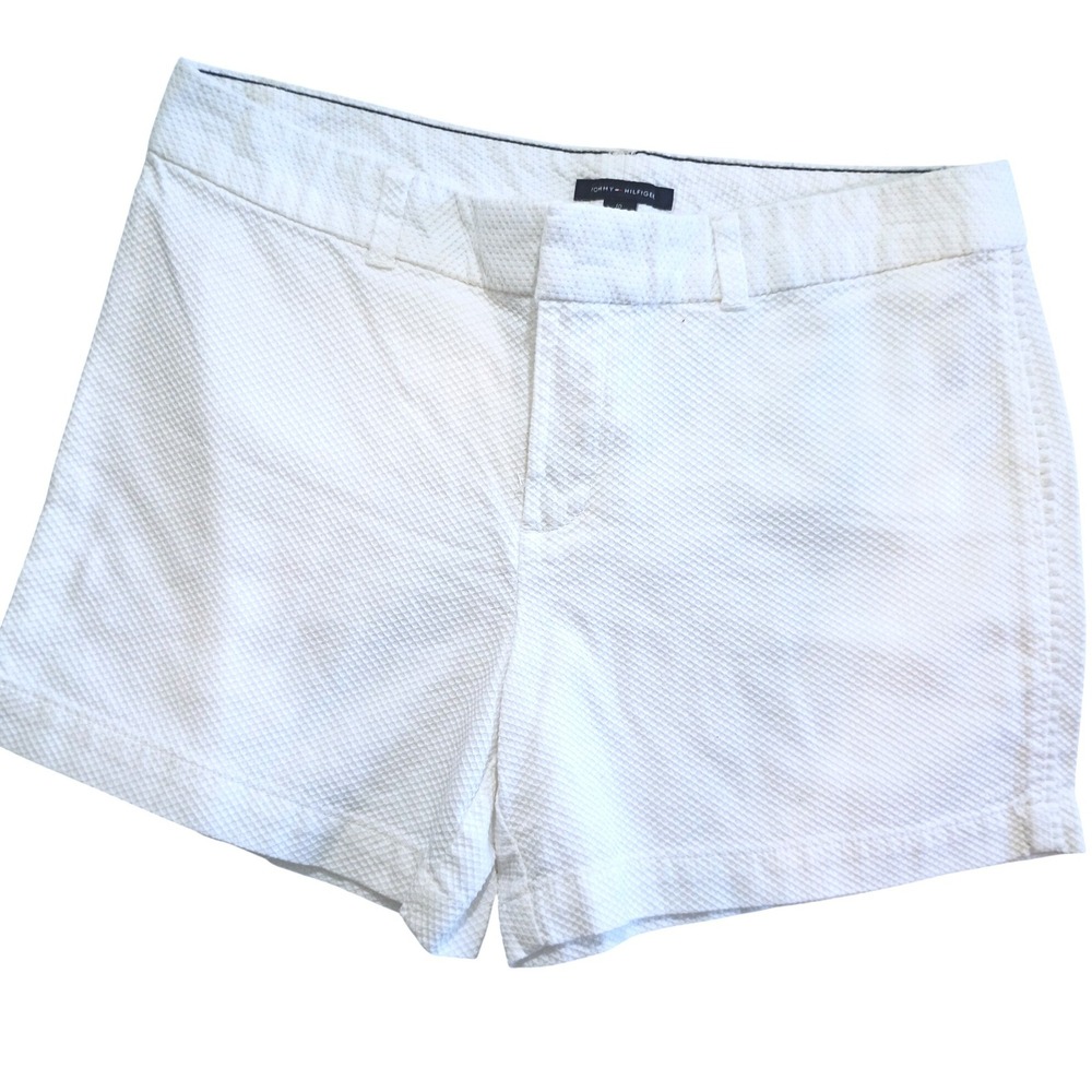 Tommy Hilfiger Womens White Pique Textured Cotton Shorts‎ Size 10 Preppy Summer
